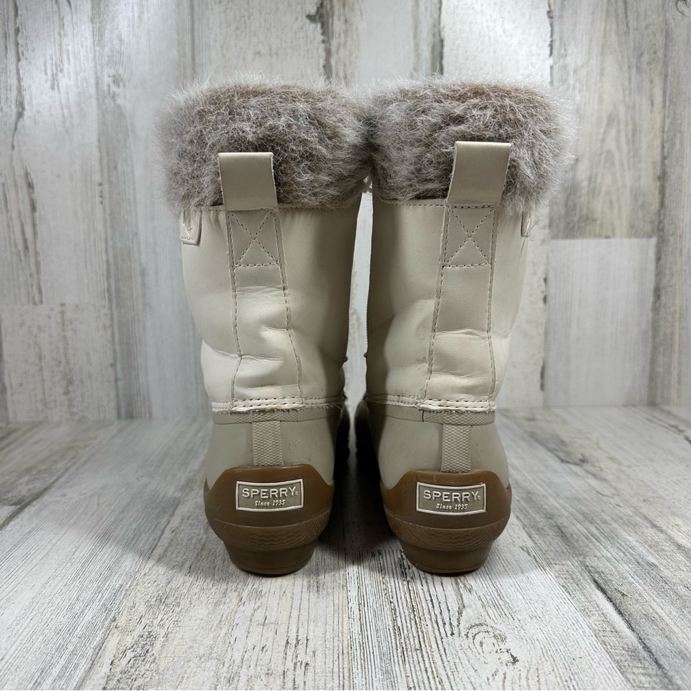 Sperry Syren Tall Fur White Lace Up Winter Ankle Boots - Picture 6 of 12